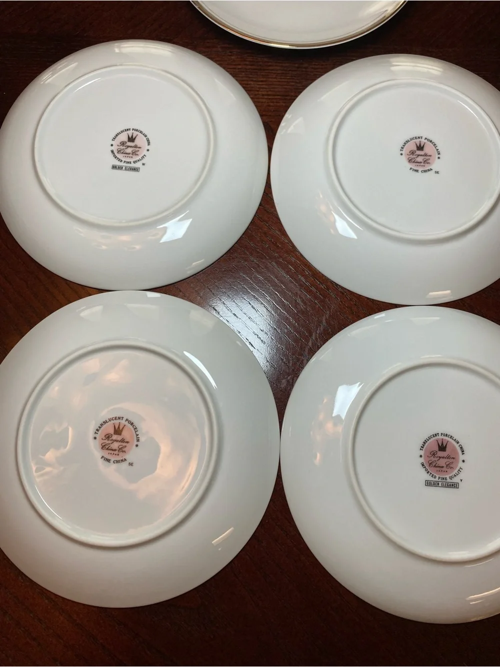Royalton China Co Classic White Bread Plates with Gold Rim Set of 5